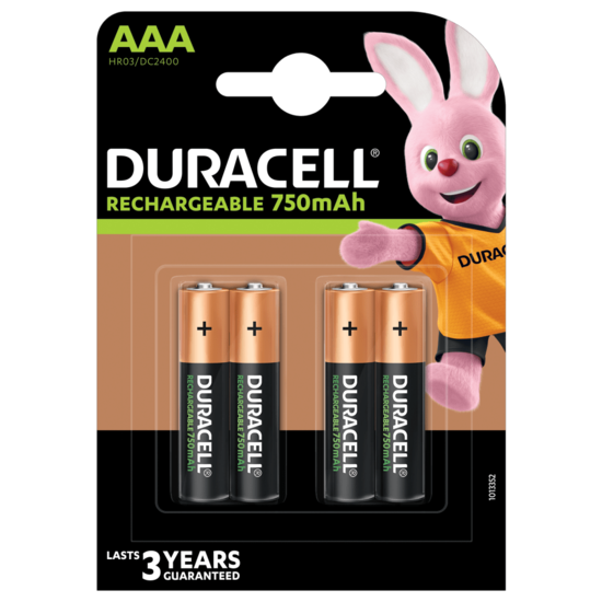 Duracell batterijen oplaadbaar type AAA (4 stuks)