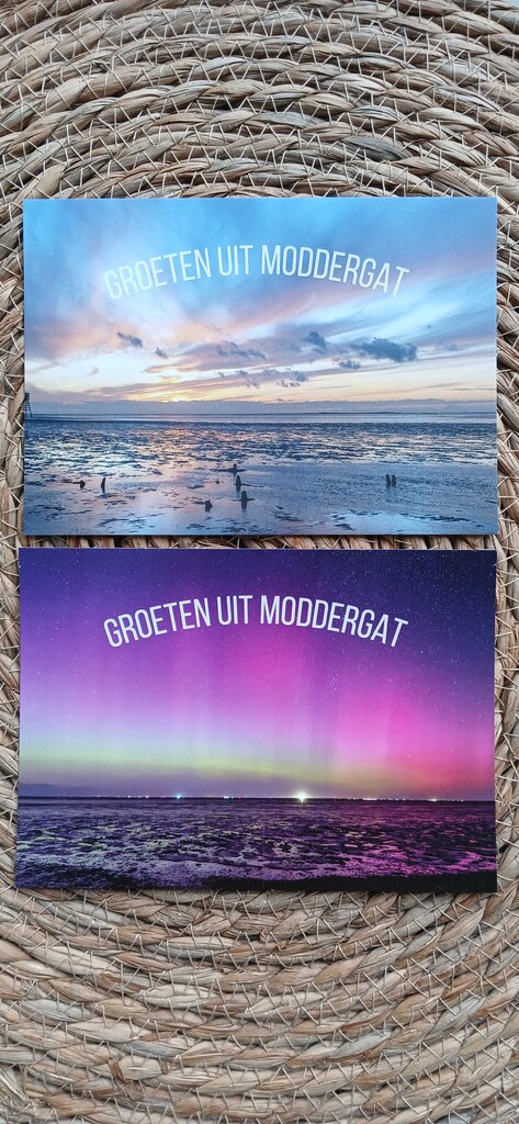 2 Postcards Moddergat Dutch text