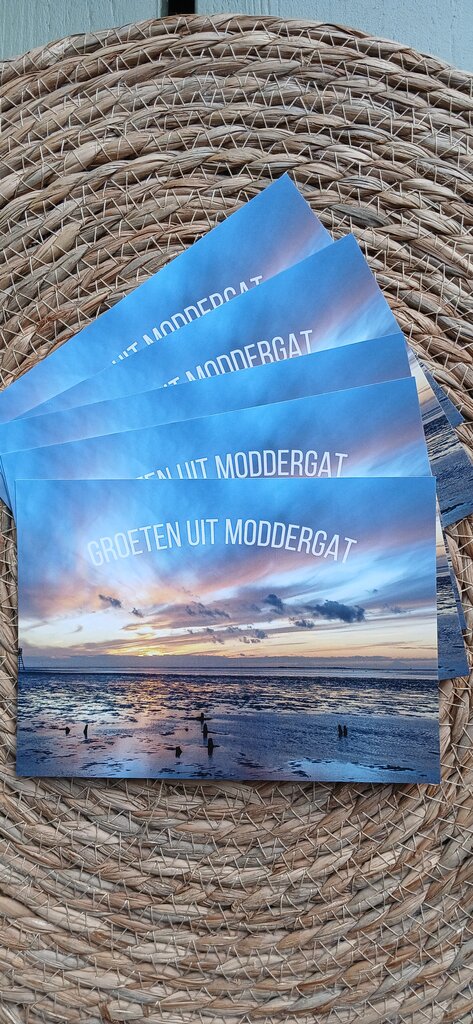 2 Postcards Moddergat Dutch text