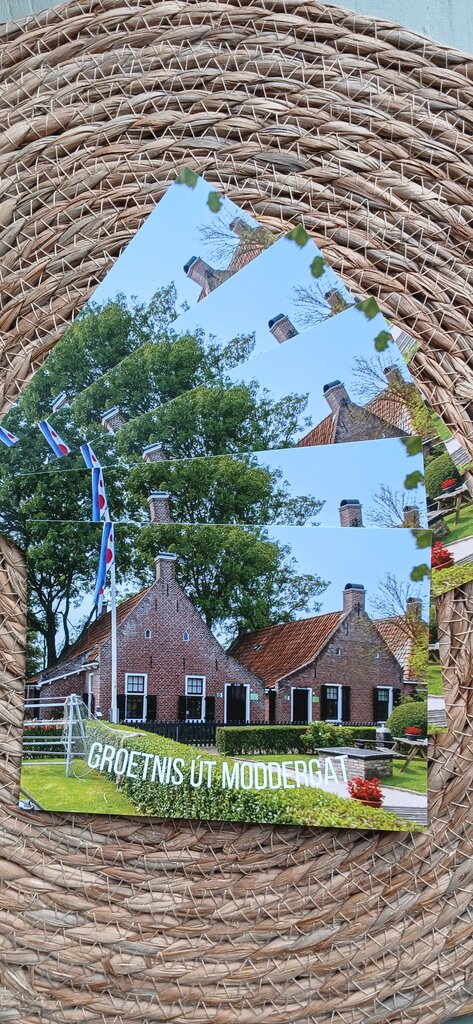 2 Postcards Moddergat Frisian text