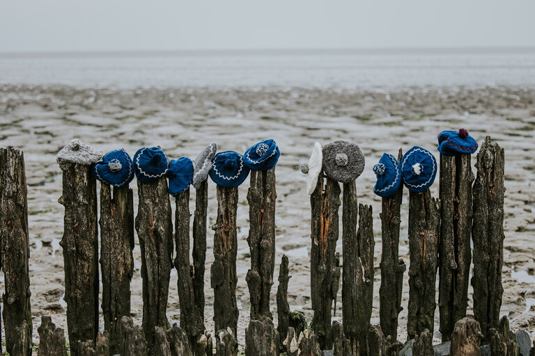 Fishersman's hat made of Waddenwol, white