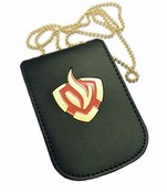 Fire brigade leather identification holder with chain