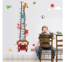 Wall sticker growth chart fire engine