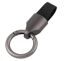 Luxe brandweer sleutelhanger met lederen lus zwart