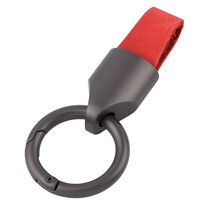 Luxe brandweer sleutelhanger met lederen lus rood