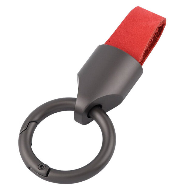 Luxury key ring with red leather loop