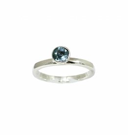 Stackable rings Silver ring blue topaz