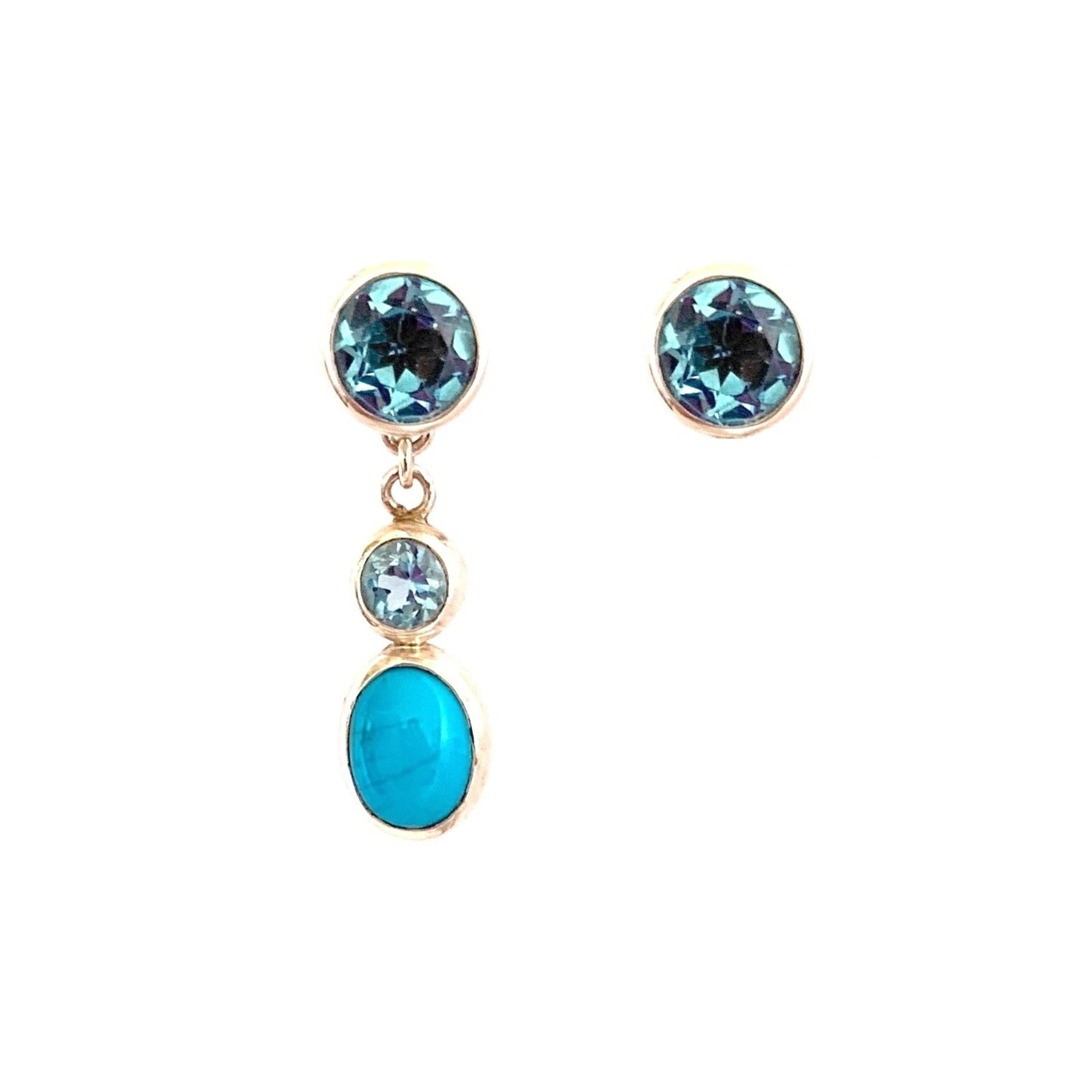 Interchangeable earrings turquoise and topaz