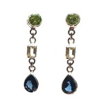 Changeable earrings peridot,  London blue and imperial topaz