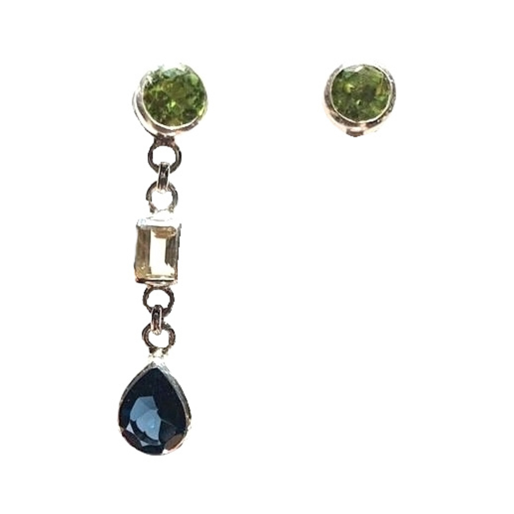 Interchangeable earrings peridot and topaz