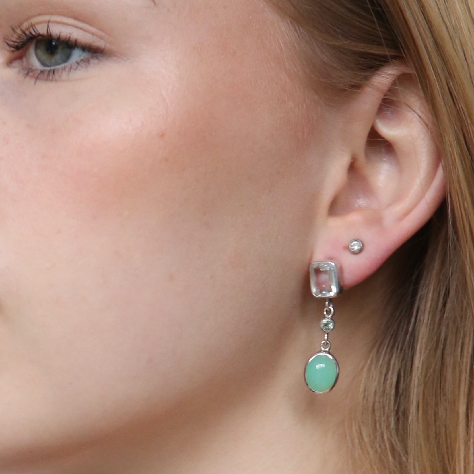 Earrings topaz and chrysoprase