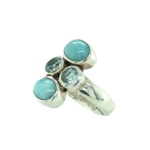 Zilveren ring larimar en topaas