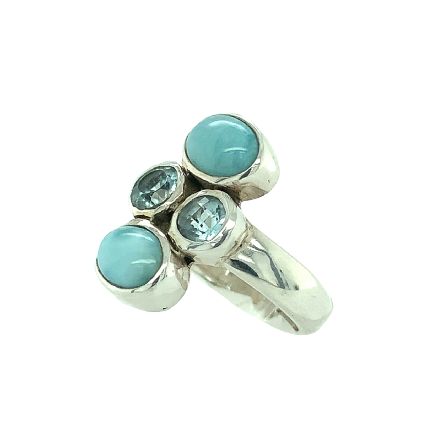 Ring larimar and bleu topaz