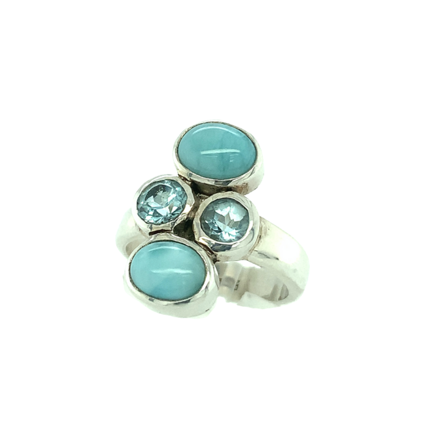 Ring larimar and bleu topaz