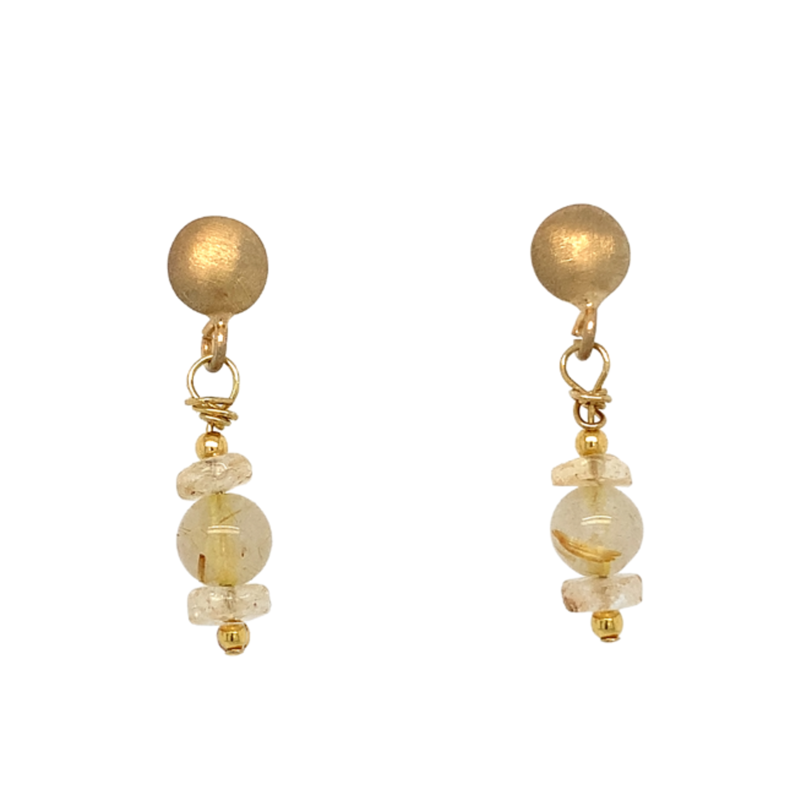 Golden rutilated quartz dangle earrings