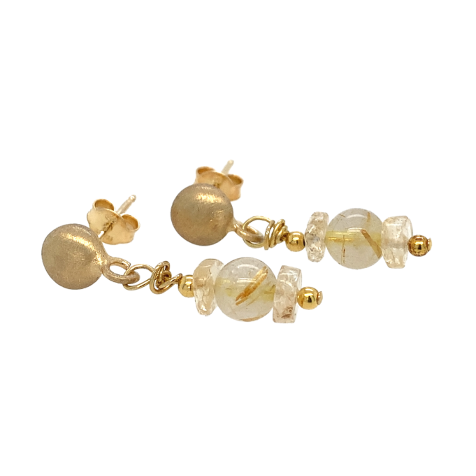 Golden rutilated quartz dangle earrings