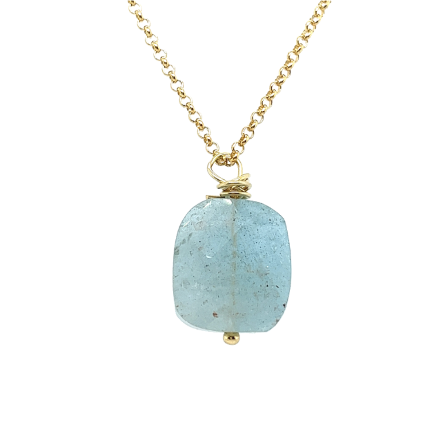Aquamarine pendant with necklace gold