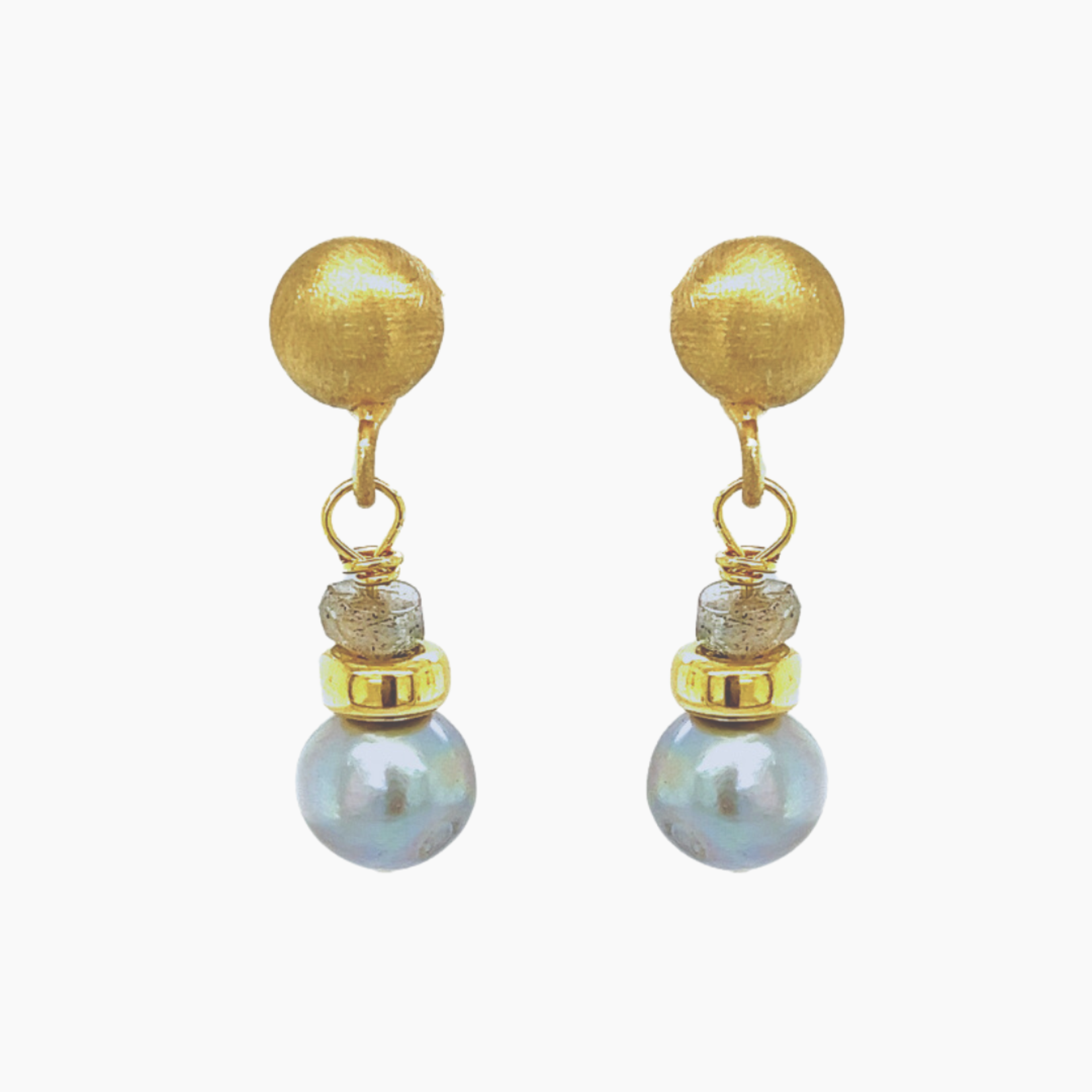 Pearl earrings,  gold stud