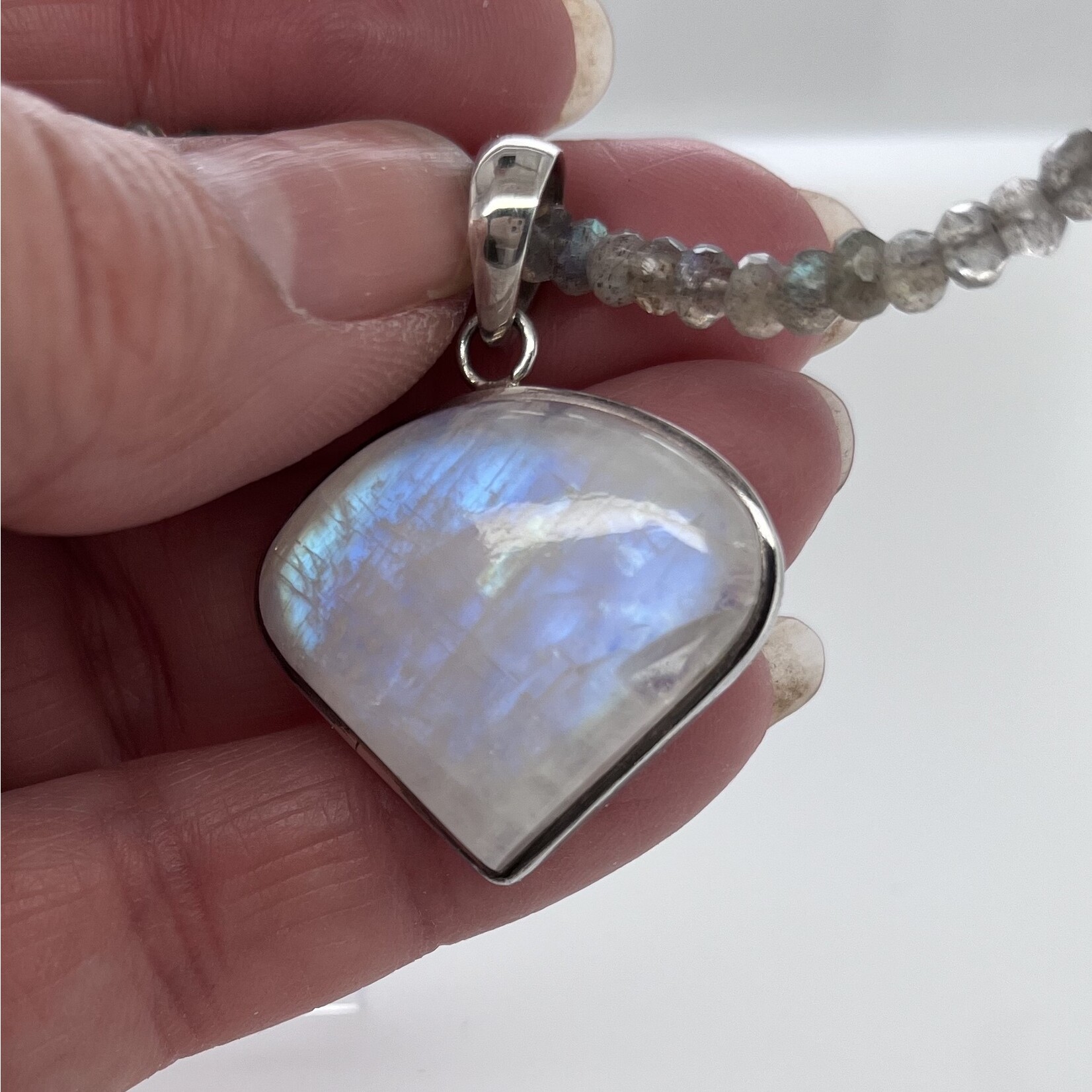 labradorite  necklace - moonstone pendant