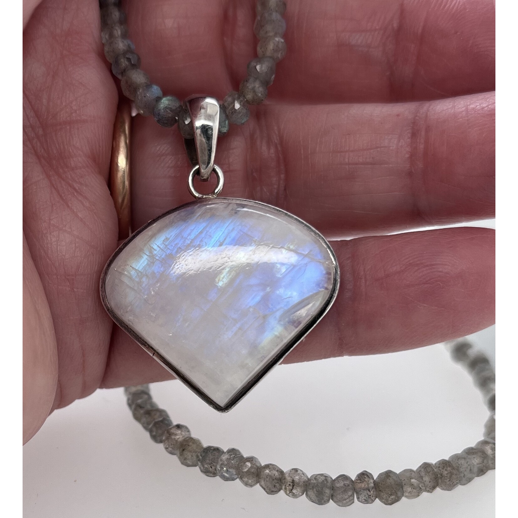 labradorite  necklace - moonstone pendant