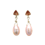 Pink pearl earrings sunstone