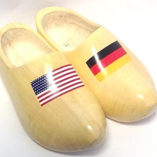 Wooden shoes with the flag