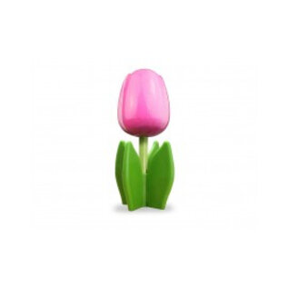 Roze / witte houten tulp op een blad