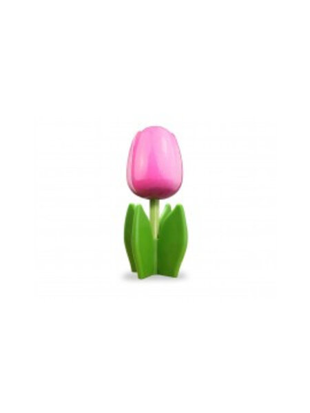Roze / witte houten tulp op een blad