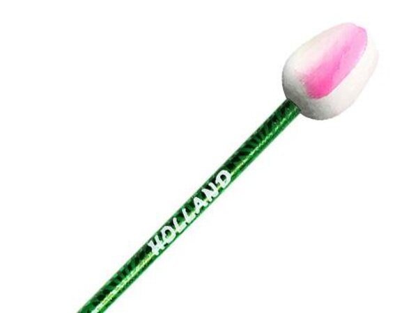 Houten tulp potlood wit-roze