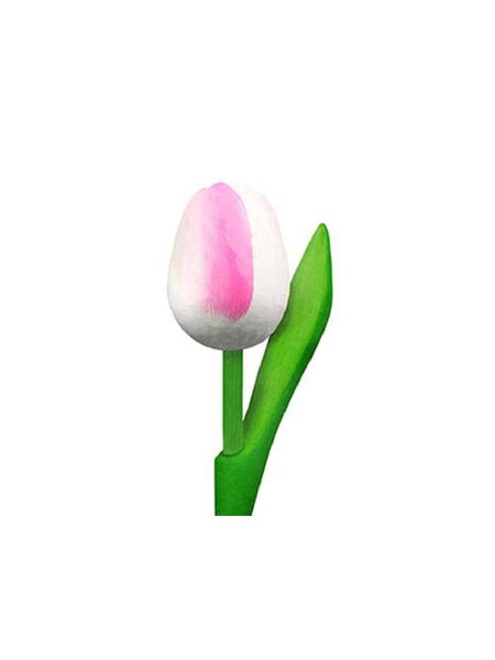 wooden tulips in the color white-pink