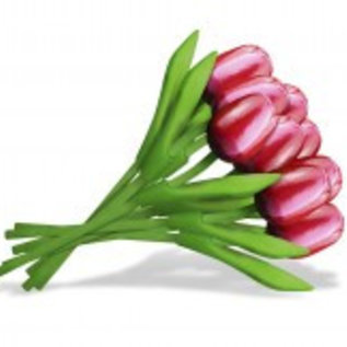Bouquet  red - white wooden tulips