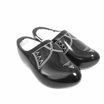 Black children's wooden shoes with stripes