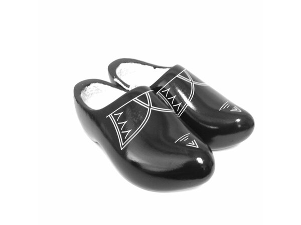 Nijhuis klompenfabriek Black wooden shoes with stripes