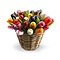  Wooden tulips in a wicker basket in mixed colors of your choice