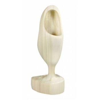 Wooden shoe on a foot