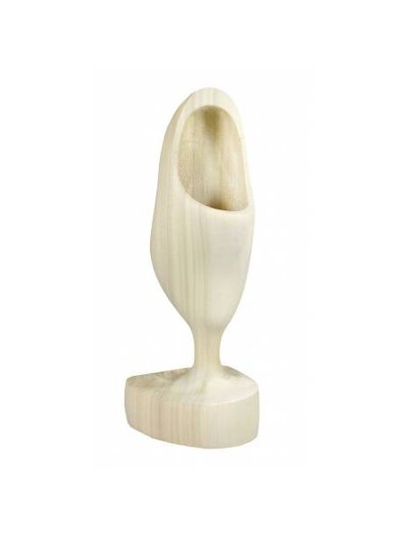 Wooden shoe on a foot
