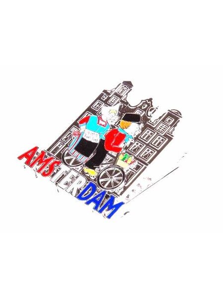 Magneetclip  Amsterdam gracht met fiets tin