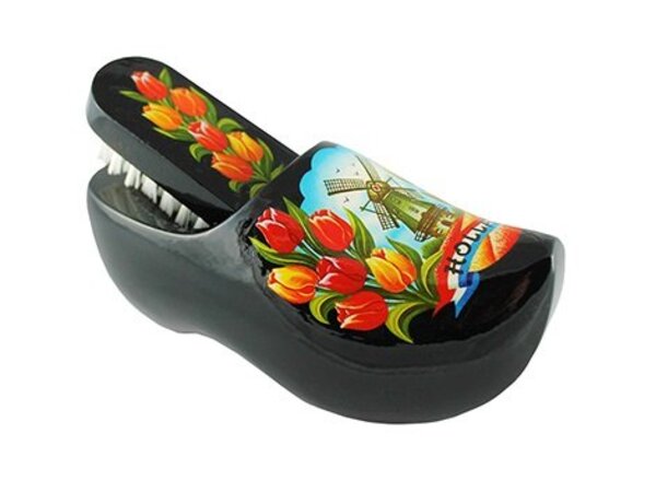 Nijhuis klompenfabriek Bürste Souvenir Clog Schwartz mit Mühle
