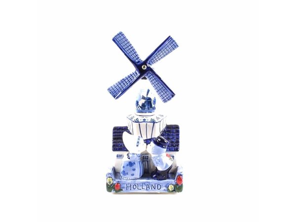 Niederländischen Delftblau Musik Windmühle mit einem küssenden Paar 16 cm Niederländischen Delftblau Musik Windmühle mit einem küssenden Paar 16 cm