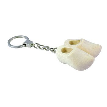 sleutelhanger met 2 klompjes 4 cm geschuurd