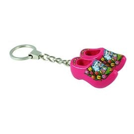 Sleutelhanger met 2 klompjes roze