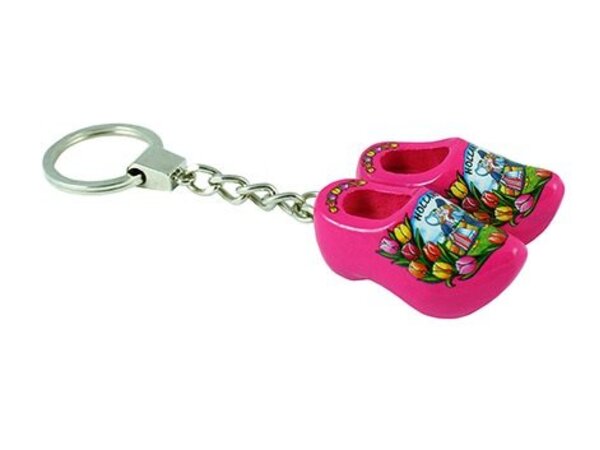 Sleutelhanger met 2 klompjes roze