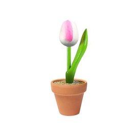 Little wooden tulip in a pottery jar in the color Pink