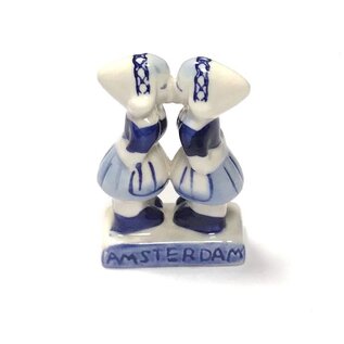 kussende meisjes delfts blauw