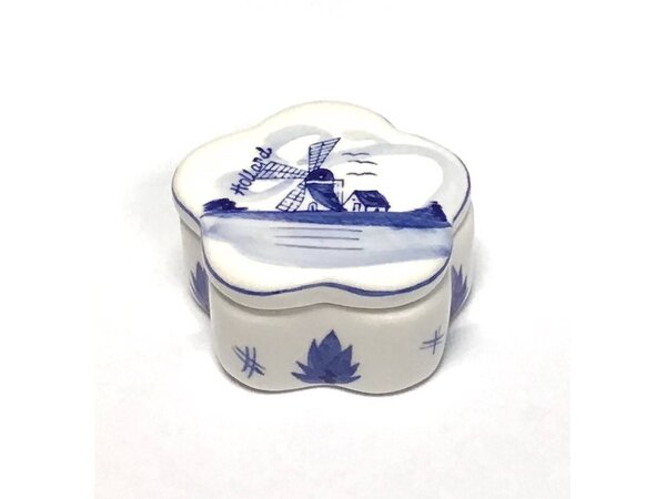 Doosje delft blauw met molendecor