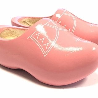 Pink wooden clogs with stripes