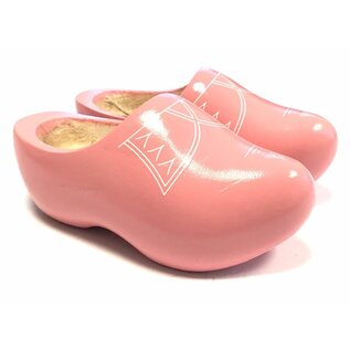 Pink wooden clogs with piping