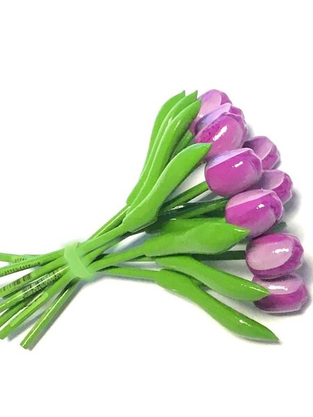 Bouquet purple wooden tulips