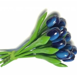 Bouquet of blue wooden tulips