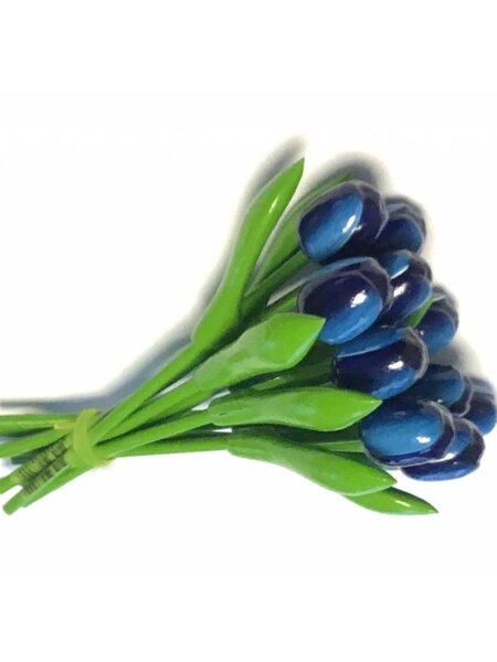 Bouquet of blue wooden tulips